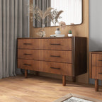 Brown 6-Drawer Dresser with Walnut Finish – Solid Wood