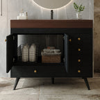 36" Freestanding Bathroom Vanity with Faux Marble Top & Ceramic Sink - Multiple Colors