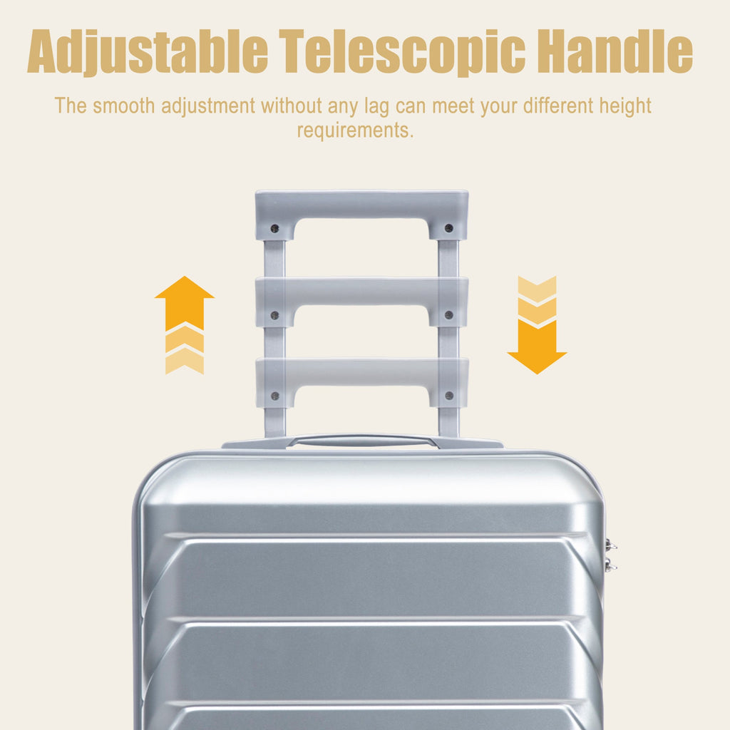 20 Inch ABS Hard Shell Luggage with Spinner Wheels - Silver