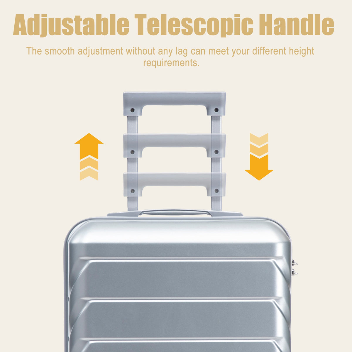 20 Inch ABS Hard Shell Luggage with Spinner Wheels - Silver