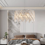 24" Round Silver Crystal Chandelier with K9 Crystals - Chrome