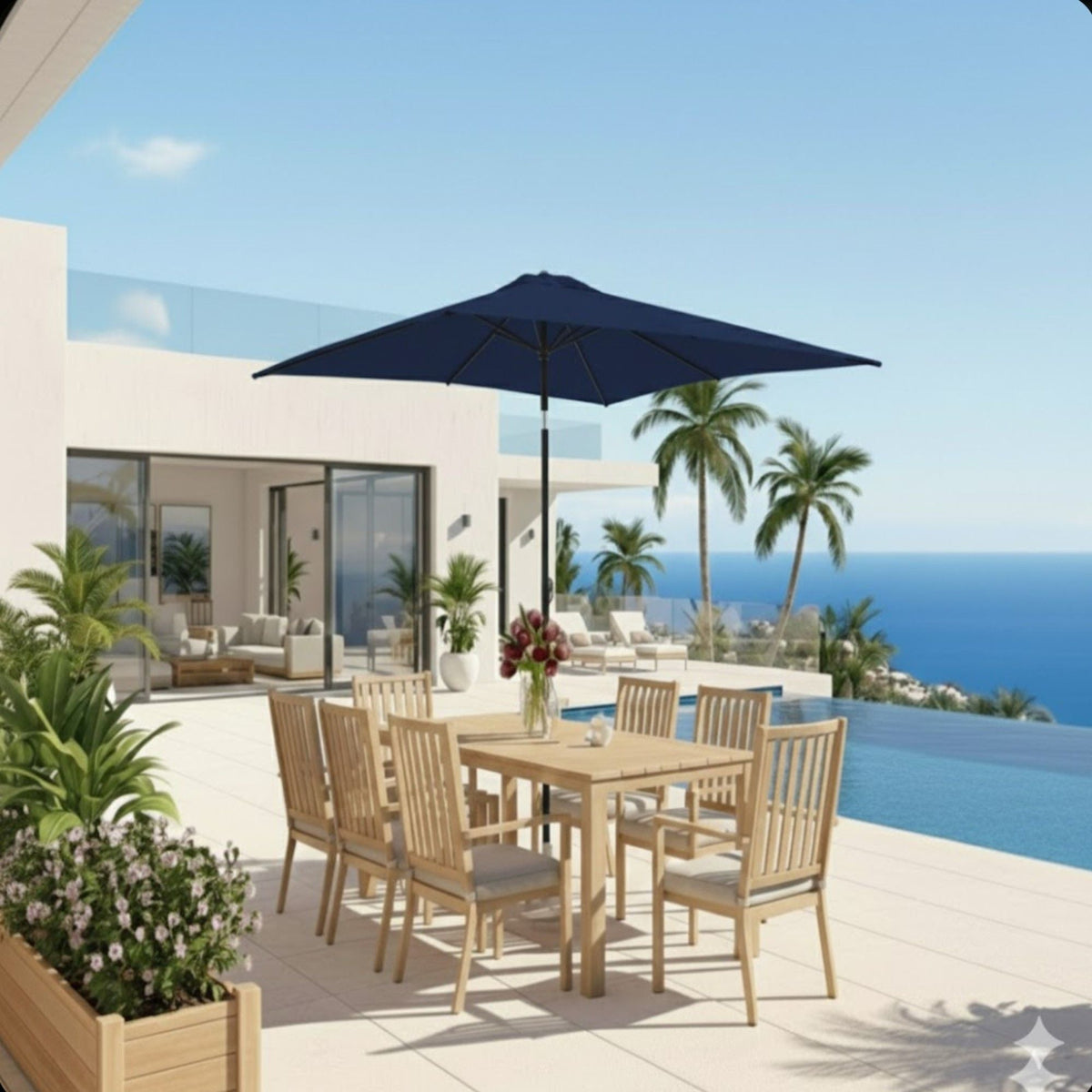 Rectangular Patio Umbrella with Crank Tilt - UV-Resistant Canopy