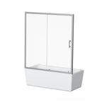 Single Sliding Shower Door for Bathtub with Chrome Handle - Chrome