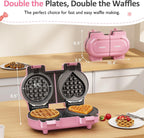2 In 1 Heart Shape Waffle Maker with Double Mini Waffle Iron - Stainless Steel