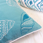 Seashells Pillow Cover with Hidden Zipper - Blue or Light Blue