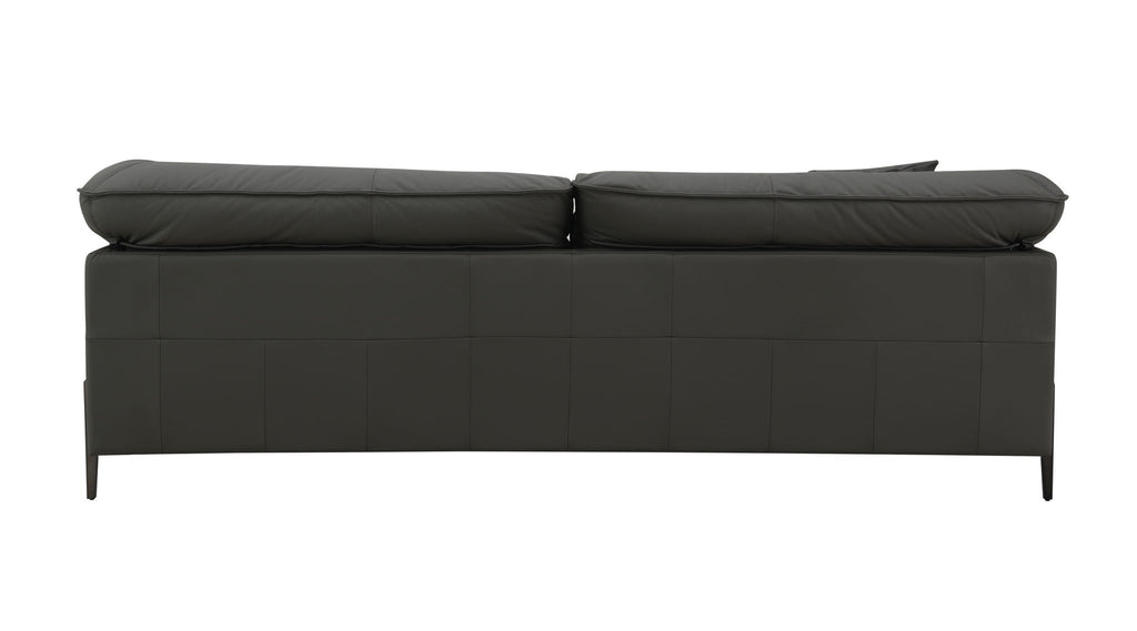 Top Grain Leather Stationary Sofa with Memory Foam Cushions - Black