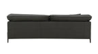 Top Grain Leather Stationary Sofa with Memory Foam Cushions - Black