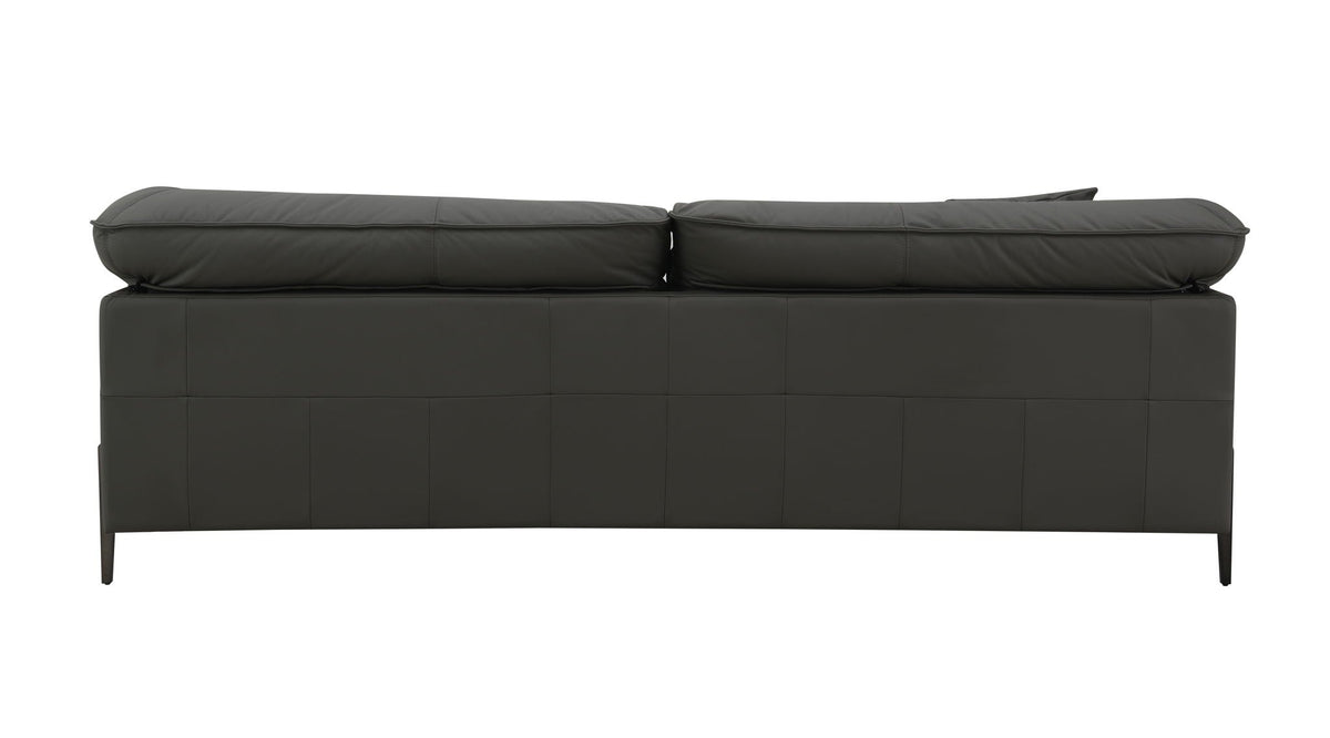 Top Grain Leather Stationary Sofa with Memory Foam Cushions - Black