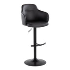 Contemporary Adjustable Barstool Set with Swivel - Rounded T Footrest - Dark Gray or Black