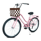 26 Inch 7-Speed City Commuter Bike with Lock & Detachable Basket - Pink