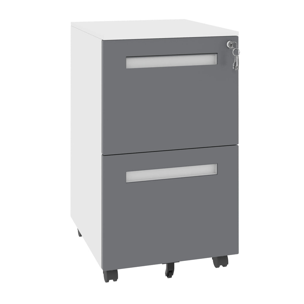2-Drawer Mobile File Cabinet with Lock - White