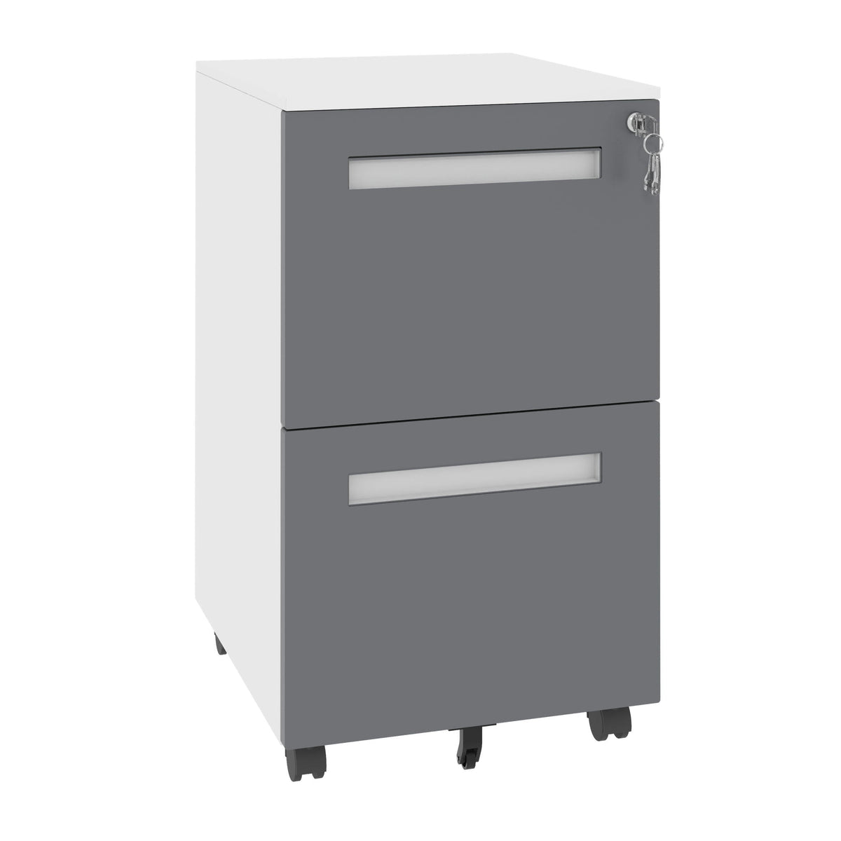 2-Drawer Mobile File Cabinet with Lock - White