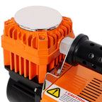 Heavy Duty 12V Air Compressor with Pressure Gauge – Black / Orange