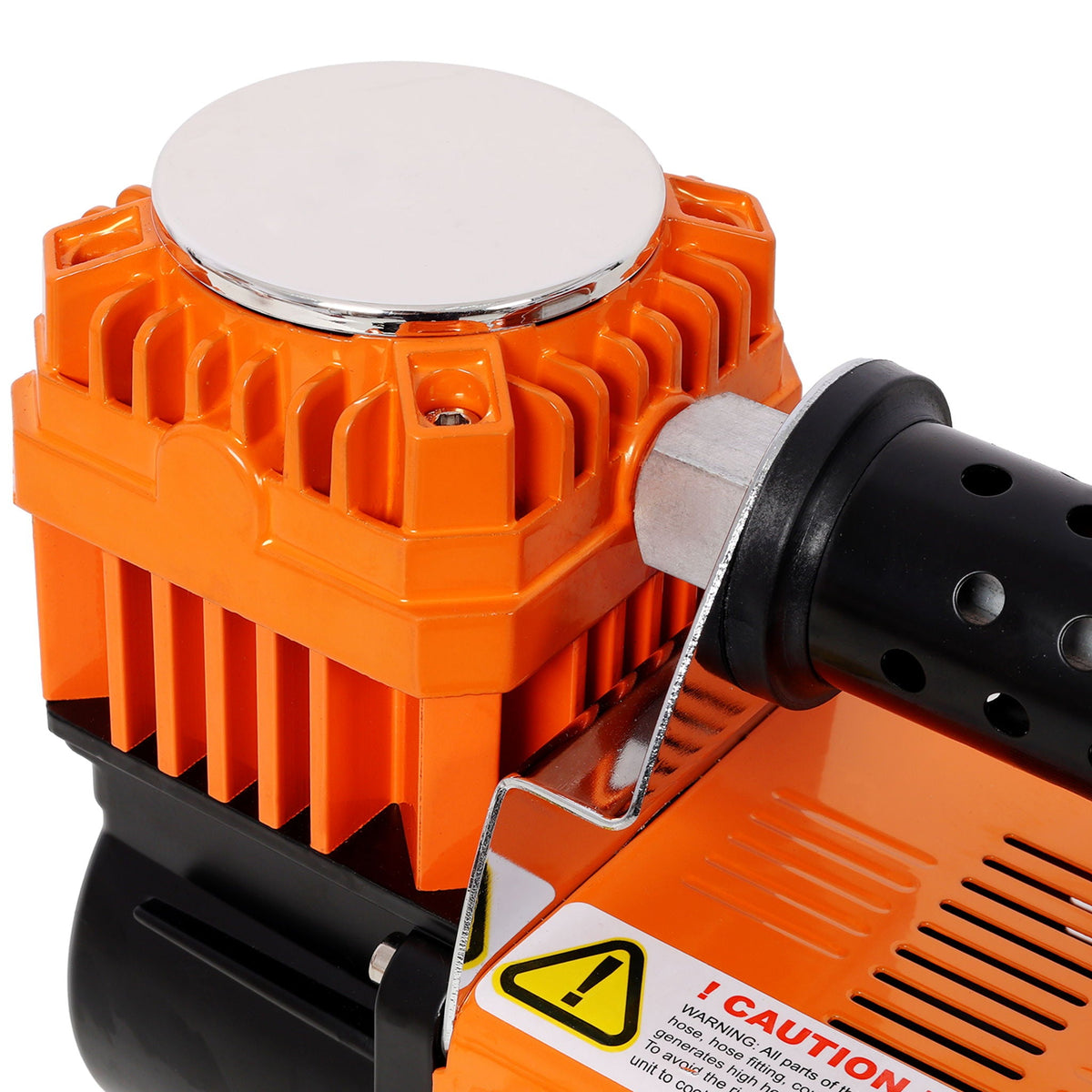 Heavy Duty 12V Air Compressor with Pressure Gauge – Black / Orange