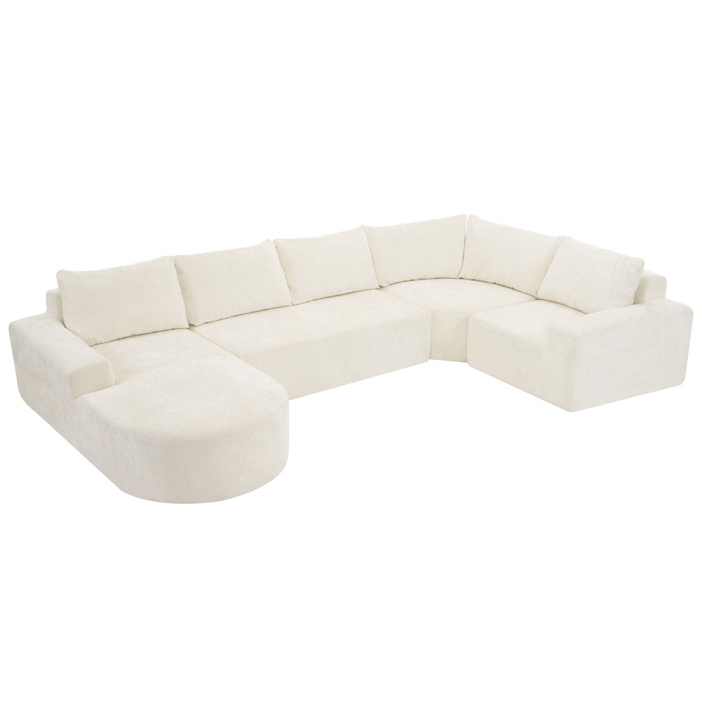 Modular Cloud Sectional Sofa Set with Deep Seating - Choose Beige, Dark Gray, or Dark Brown