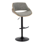 Mid-Century Modern Adjustable Bar Stool Set with Rounded T Footrest - Dark Gray or Light Blue