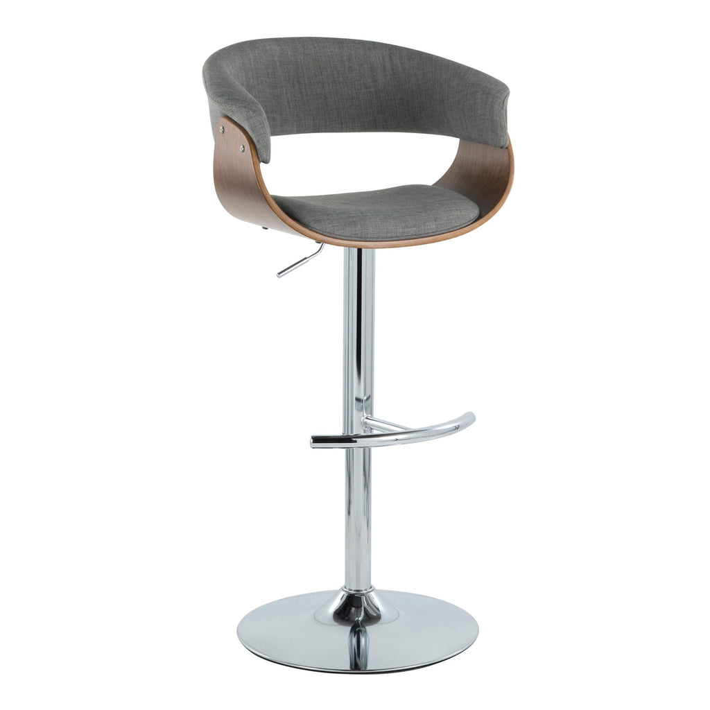 Mid Century Modern Adjustable Height Barstool Set with Swivel – Gray or Beige