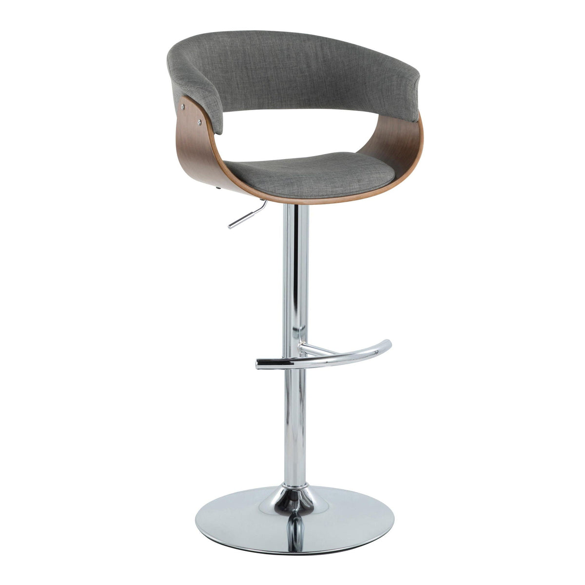 Mid Century Modern Adjustable Height Barstool Set with Swivel – Gray or Beige
