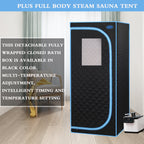 Full Size Portable Steam Sauna Tent with Stainless Steel Frame - Black