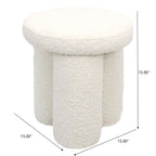 Ivory Accent Stool with Sherpa Upholstery - Wesley
