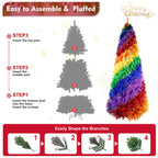 5ft Rainbow Spiral Christmas Tree with Spiral Rainbow Design - Multicolor