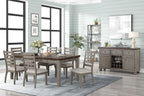 Ladder Back Dining Chair Set of 2 with Upholstered Seat - Gray