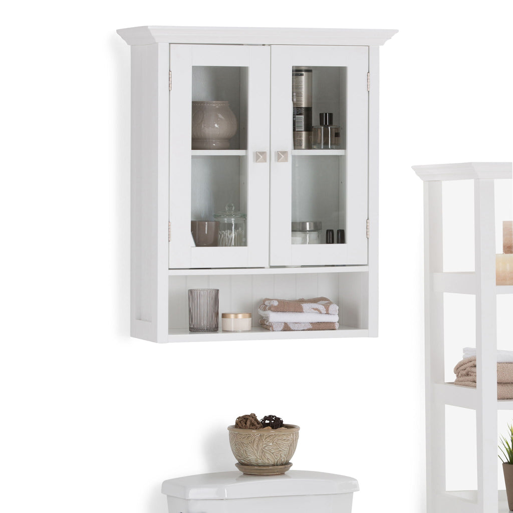 Double Door Wall Cabinet with Adjustable Shelves - Pure White