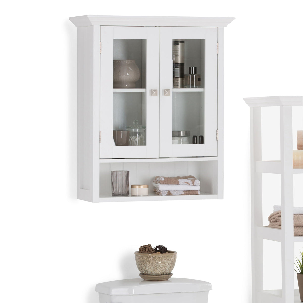Double Door Wall Cabinet with Adjustable Shelves - Pure White