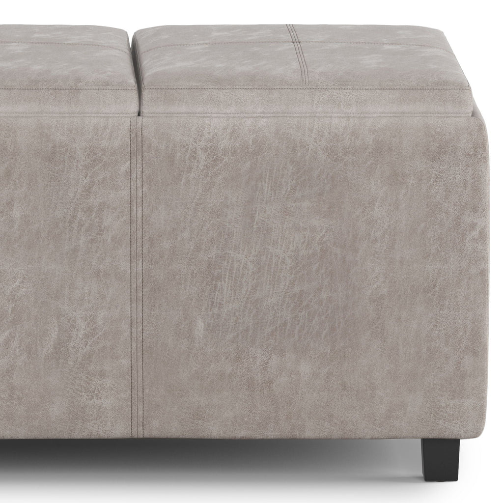 Avalon Upholstered Storage Ottoman with Flip-Over Serving Trays - Multiple Colors