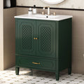30" Bathroom Vanity with Sink - Freestanding Design - Green or Blue