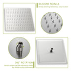 Ultra Thin Square Rainfall Shower Head with 12" Coverage - Gray or Pearl Silver