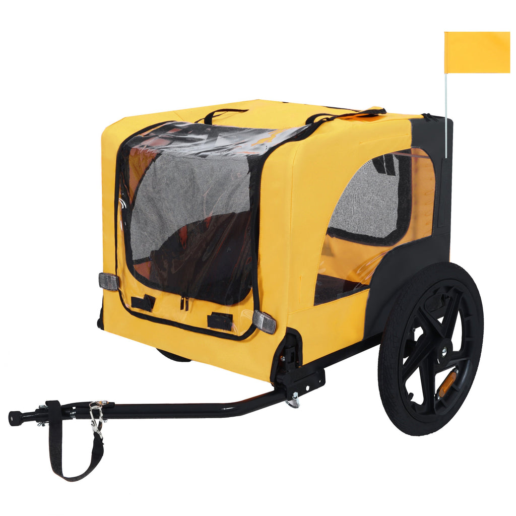 Pet Bike Trailer with Steel Frame and Foldable Design - Red