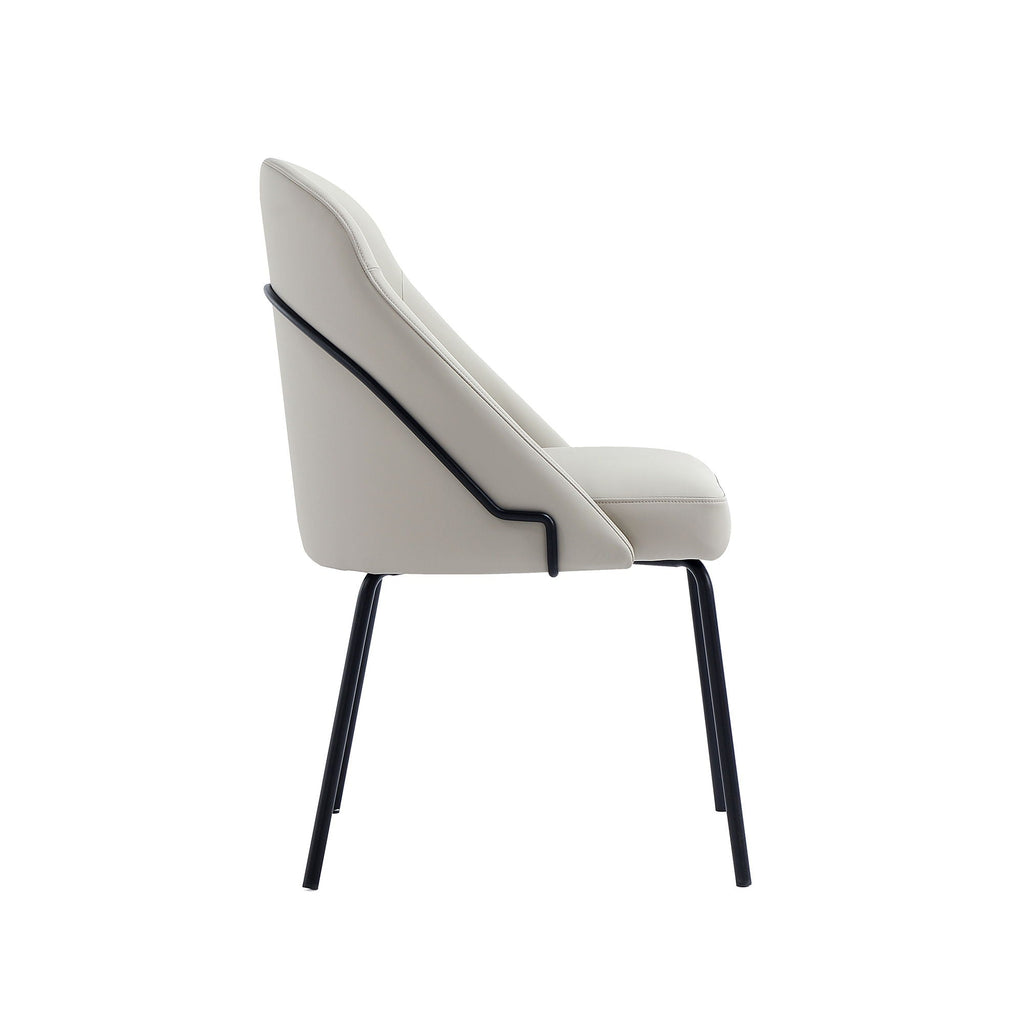 Modern Vegan Upholstered Dining Chair with High-Density Foam - Beige, Gray, or White