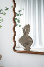 Wood Mirror With Unique Frame - Full-Length Arched Mirror with Pine Frame - Brown