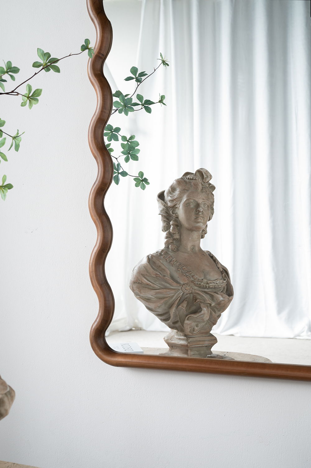Wood Mirror With Unique Frame - Full-Length Arched Mirror with Pine Frame - Brown