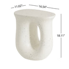 Outdoor MGO Side Table with Travertine-Look Finish – White or Light Grey