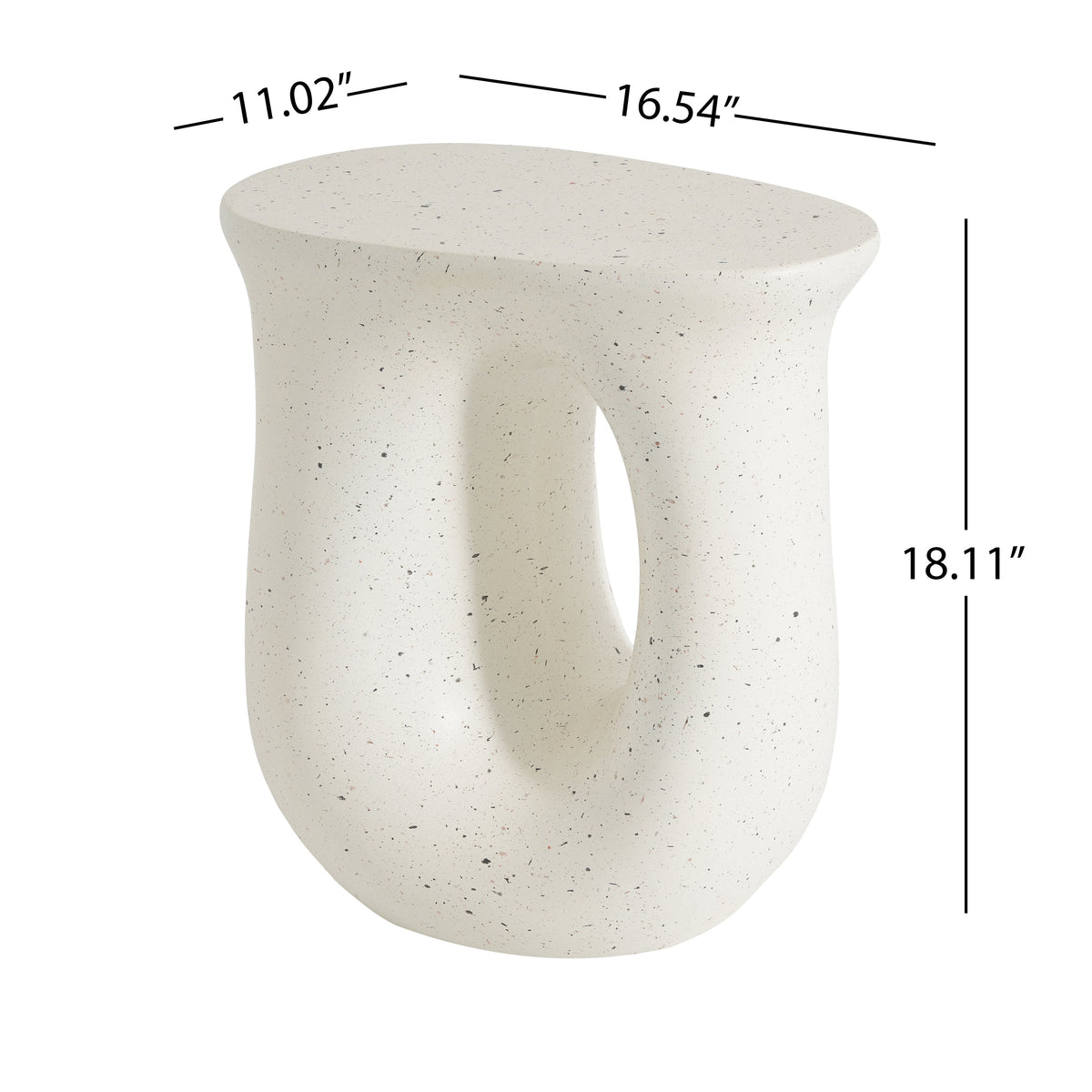Outdoor MGO Side Table with Travertine-Look Finish – White or Light Grey