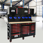 Heavy Duty Tool Cart with 19 Drawers and Locking System - Black/Red