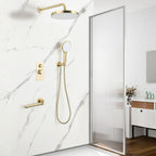 10" Shower System Set with Control Valve – Solid Brass – Gold or Black