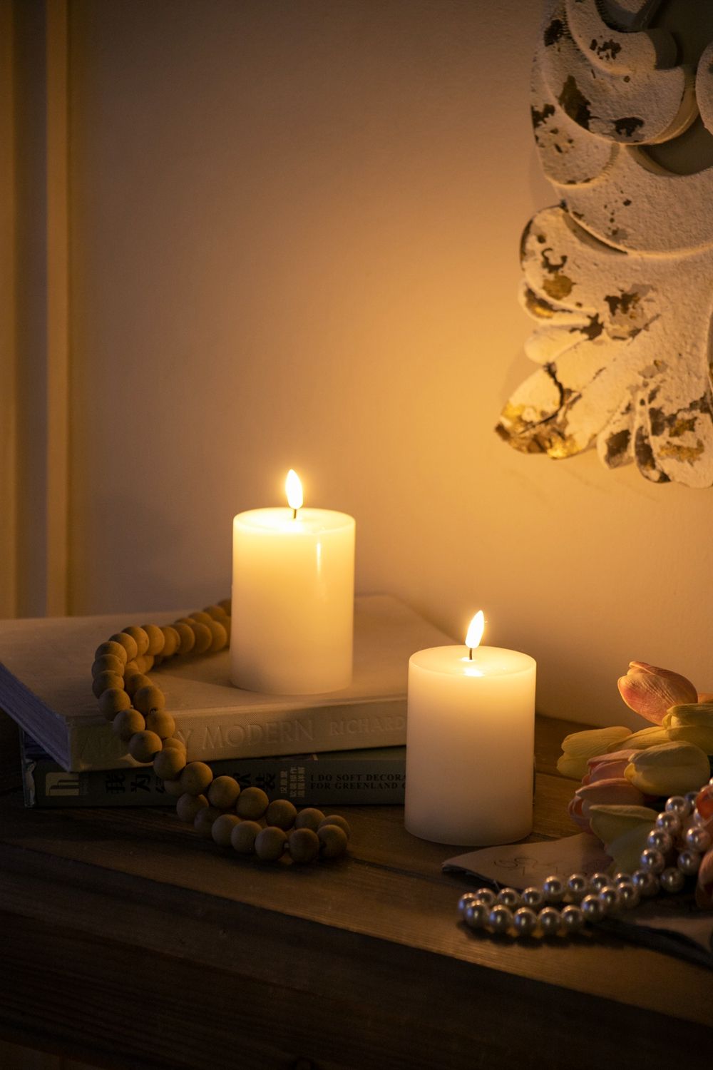 LED Candles with Remote Control Timer - Set of 2, White