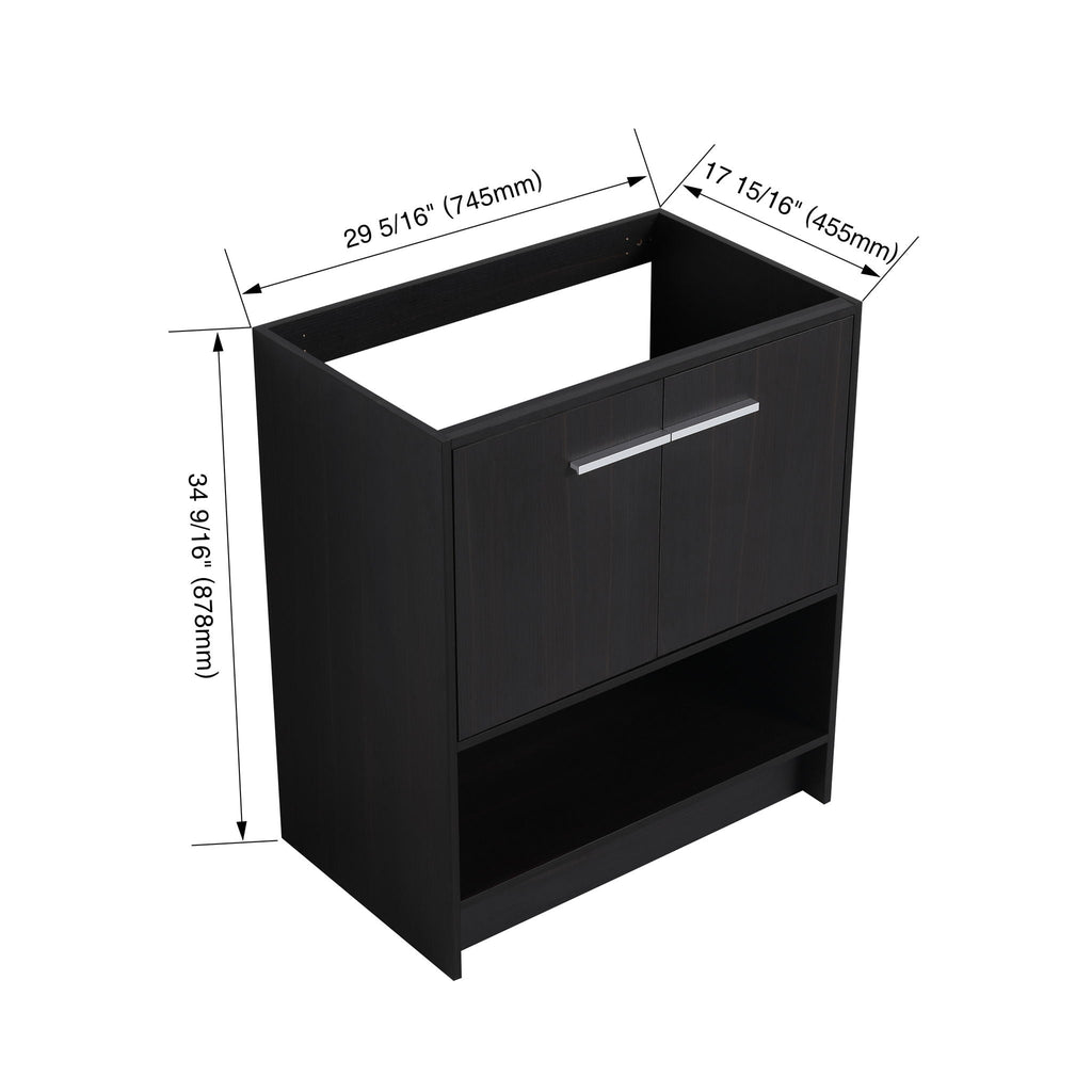 Modern Freestanding Bathroom Vanity with 2 Doors - Light or Dark Brown