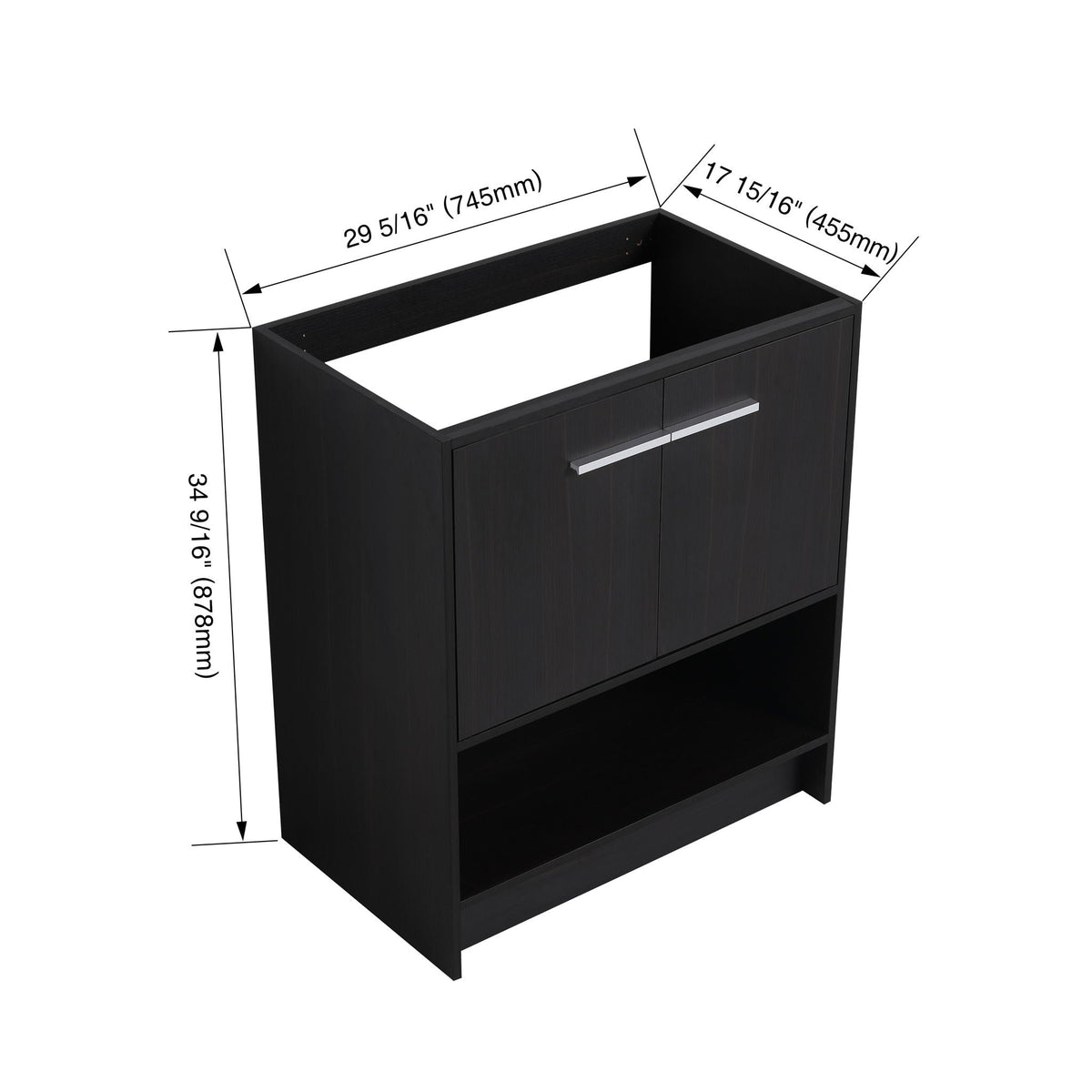 Modern Freestanding Bathroom Vanity with 2 Doors - Light or Dark Brown