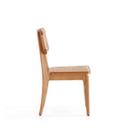 Solid Ash Wood Dining Chair Set with Rattan Cane Seat - Black or Light Brown