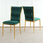 Modern Dining Chair Set with Plated Metal Legs - Multiple Colors