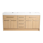 Freestanding Bathroom Vanity with Resin Sink and Soft-Closing Doors - Light Brown