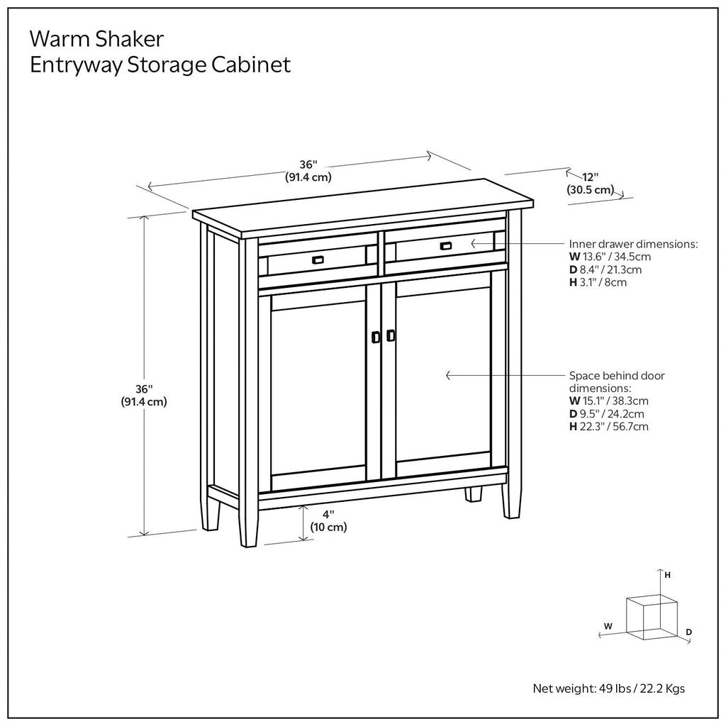 Warm Shaker Entryway Storage Cabinet with Adjustable Shelves - Brown