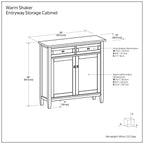 Warm Shaker Entryway Storage Cabinet with Adjustable Shelves - Brown
