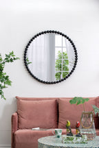 Circle Mirror With Metal Beaded Frame