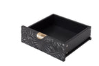 Hand-Carved Accent Cabinet with Intricate Floral Embossing - Black/Floral