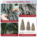 Snowy Cascading Christmas Trees 3-Piece Set with Flocked Hinged Branches - White